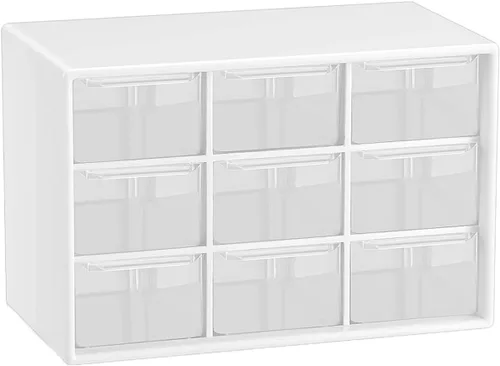 Miniatura 9 de Organizador de cajones pequeños para escritorio, 7.1 x 3.8 x 4.6 pulgadas, mini organizador de cajones de escritorio con 9 cajones transparentes