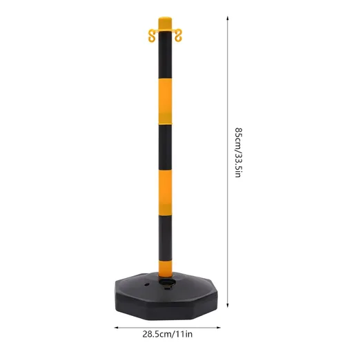 Miniatura 2 de 6 piezas de conos de tráfico con base rellenable de polietileno amarillo, poste de estacionamiento portátil con cadenas de 6.6 pulgadas, conos