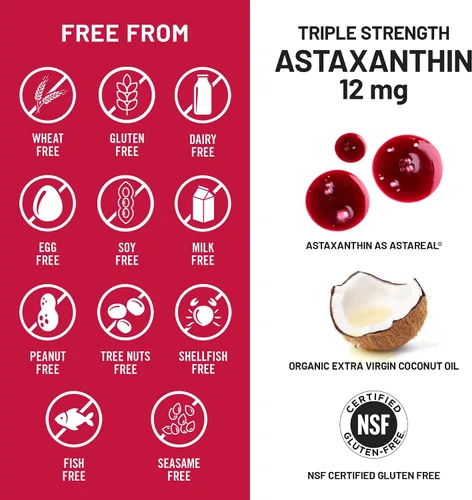 Miniatura 8 de NatureWise Astaxantina de triple fuerza 12 mg con AstaReal® - Suplemento antioxidante vegano con aceite de coco orgánico - Certificado NSF sin
