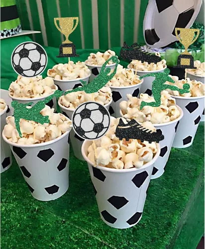 Miniatura 5 de 24 decoraciones de fútbol para cupcakes para decoración de fútbol, fiestas temáticas de fútbol deportivo, decoración de cumpleaños, baby shower