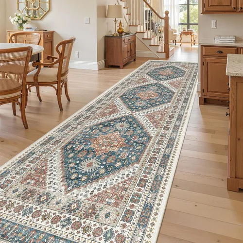 Miniatura 957 de Madane Tapete lavable de 2 x 10 pies para pasillo, cocina, recibidor, clásico, suave, antideslizante para interiores, casa de campo, baño, sala