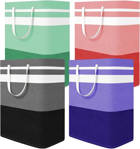 Miniatura 11 de Paquete de 2 cestas plegables para la ropa sucia, canastas grandes para la ropa sucia con asas, cestas de lavandería impermeables, cestas plegables