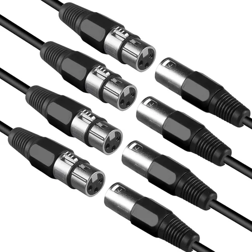 Miniatura 2 de MAD OWL Paquete de 4 conectores XLR de 3 pines – Cannon XLR DMX hembra macho adaptador, montaje en panel, conector de cable de micrófono para luz