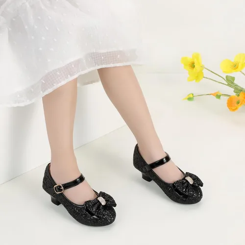 Miniatura 61 de PANDANINJIA Vestido de jada para niñas y niños pequeños, zapatos de princesa Mary Jane con tacones con lazo para fiesta, boda, boda