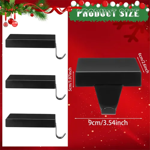 Miniatura 3 de Soportes de calcetines de Navidad de Zonon para repisa, ganchos de hierro resistentes para calcetines, mantel con almohadilla protectora