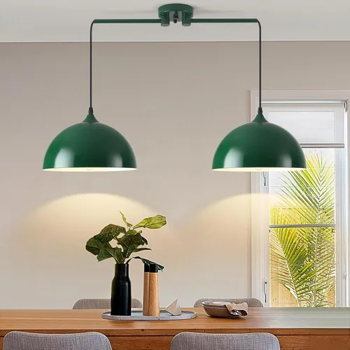 Miniatura 10 de Luces colgantes para isla de cocina, 2 luces, lámpara colgante de cúpula roja, moderna lámpara de comedor, iluminación de isla de cocina, luces Rojo