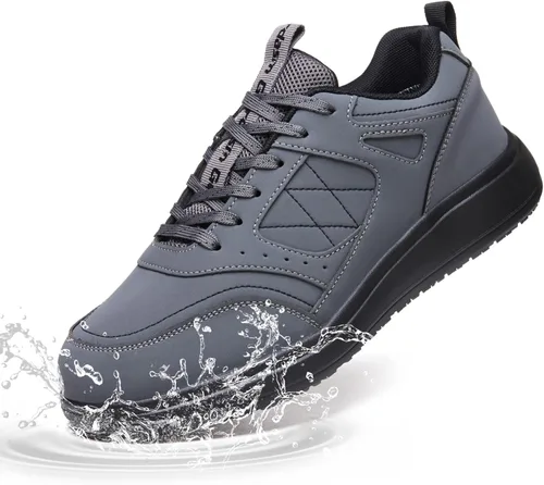 Miniatura 9 de Zapatos de trabajo antideslizantes para hombres, impermeables, resistentes al aceite, ligeros, duraderos, para cocina, restaurante, enfermería