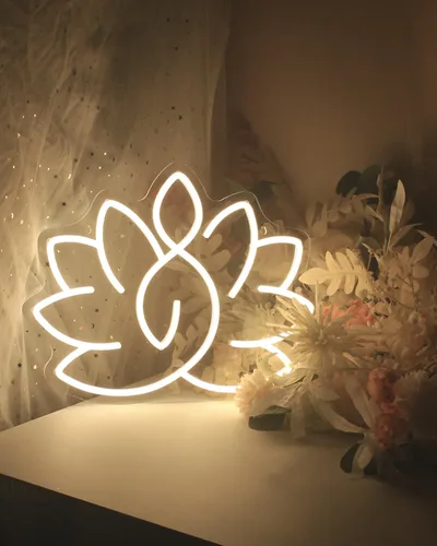 Letrero de neón de meditación de Lotus – Decoración de sala de yoga cálida y brillante, arte de pared Zen para el hogar y espacio espiritual, arte