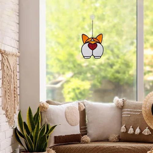 Miniatura 4 de BOXCASA Corgi Dog - Atrapasoles para colgar en la ventana, divertido atrapasoles para colgar en la ventana, regalos para amantes de los perros