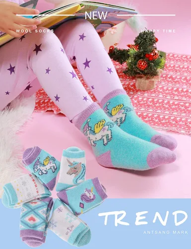 Miniatura 85 de ANTSANG Calcetines de Lana, Calcetines Térmicos Cálidos y Gruesos Tipo Crew Boot para Niños Pequeños, Niños y Niñas, 6 Pares
