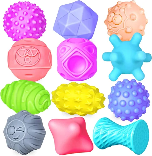 12 piezas de bolas sensoriales para niños pequeños de 1 a 3 años, juguetes sensoriales para bebés de 6 a 12 meses, juguete montessori para bebés de
