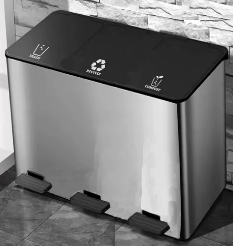 Miniatura 12 de Juego de 3 calcomanías de vinilo de reciclaje para basura, contenedor de compost, símbolo de cubo de reciclaje para organizar contenedores de basura