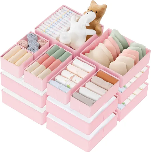 Miniatura 17 de Criusia Organizador de cajones de ropa, paquete de 21 organizadores de aparador para ropa de bebé, ropa interior, calcetines, organizadores Blanco