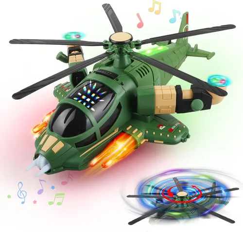 Miniatura 10 de Helicóptero de juguete con luces para niños pequeños, avión de juguete giratorio 360° con música y Bump & Go, regalo de cumpleaños para niños de 3 a