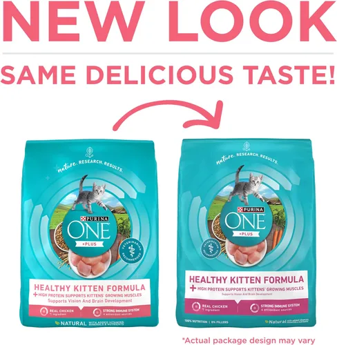 Miniatura 2 de Purina ONE Alimento seco natural para gatitos con alto contenido en proteínas, fórmula para gatitos +Plus saludable - Bolsa de 7 libras
