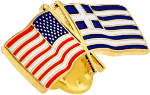 Miniatura 169 de PinMart Pin de solapa esmaltado con bandera de la amistad cruzada de Estados Unidos y el mundo