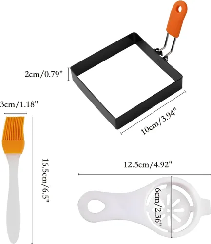 Miniatura 2 de 2 anillos cuadrados de huevo para freír, anillo de huevo frito antiadherente de 4 pulgadas, anillos de cocina de panqueques de huevo de acero