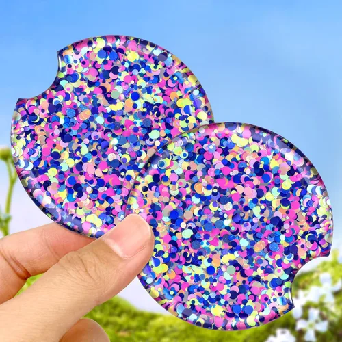 Miniatura 10 de Swooflia Portavasos para Portavasos de Coche con Flores para Mujeres - 2.75 Pulgadas Lindo Inserto de Resina Transparente para Portavasos de Bebidas