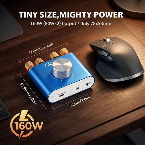 Miniatura 3 de Facmogu F900S - Mini amplificador de potencia Bluetooth 5.0 de 160 W, amplificador de sonido estéreo Hi-Fi digital de 2 canales 80 Wx2, receptor