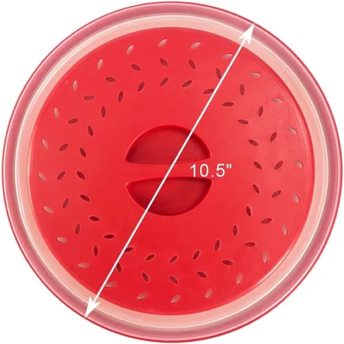 Miniatura 7 de Cubierta para placa de microondas redonda de 10.5 pulgadas con rejillas de ventilación de vapor, plegable, a prueba de salpicaduras, con mango