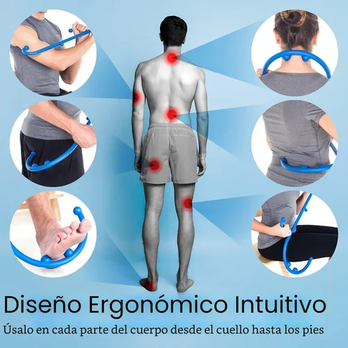 Miniatura 5 de LiBa Masajeador de Espalda y Cuello - Herramientas de Masaje de Puntos de Activación para Alivio del Dolor y Terapia de Gancho de Masaje Manual