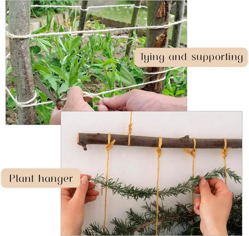 Miniatura 7 de Cuerda de yute de 0.197 in, cuerda de yute natural gruesa para jardín, cuerda de cáñamo resistente para exteriores, para jardinería, manualidades