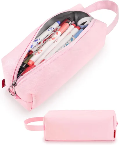 Miniatura 14 de Fmeida Estuche para lápices estético, bolsa de lápices de gran capacidad, estuche portátil para bolígrafos, oficina, papelería, bolsa de maquillaje