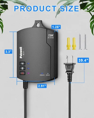 Miniatura 7 de Transformador de paisaje de bajo voltaje WiFi de 72 W con temporizador, transformador de bajo voltaje de 120 V CA a 12 V CC para luces de camino