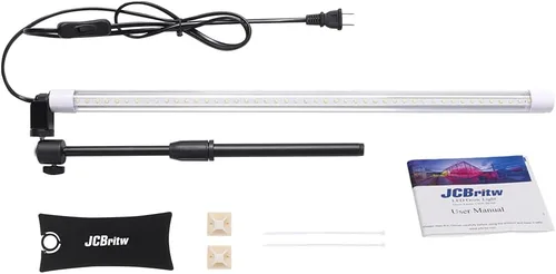 Miniatura 8 de Luz LED de pie para crecimiento, barra T8 ajustable de 2 pies, luz blanca de 4500 K de espectro completo para cultivo de plantas en el soporte