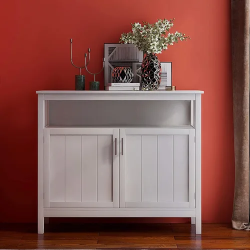 Miniatura 4 de Aparador de almacenamiento de cocina, armario de bufé, mesa de consola con 2 puertas y estante ajustable en el interior para el hogar y restaurante