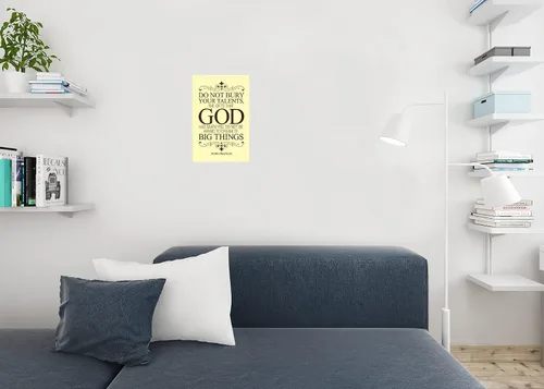 Miniatura 4 de Póster decorativo de pared con texto en inglés "Pope Francis Do Not Bury Your Talents", color amarillo