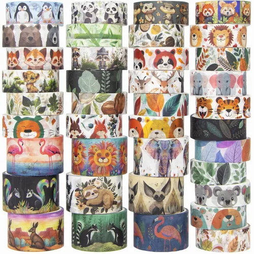 Miniatura 8 de WAPETASHI Juego de 50 rollos de cinta washi, cinta Washi plateada para álbumes de recortes, diario de viñetas, planificador, regalo, cinta