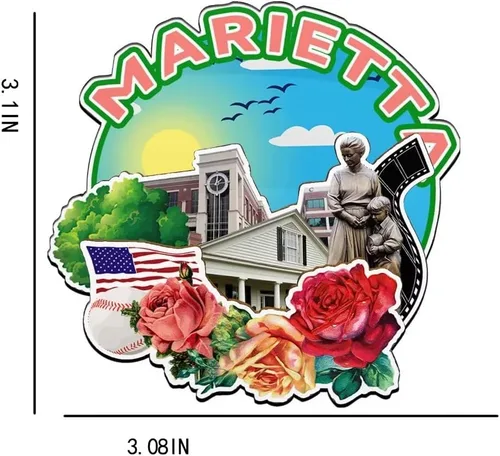 Miniatura 3 de Marietta Georgia USA - Imán de madera para nevera, monumentos 3D, recuerdos coleccionables, decoración hecha a mano -2658