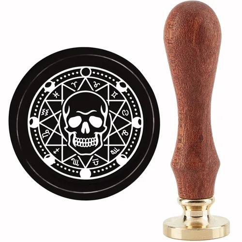 Miniatura 14 de CRASPIRE Sello de Cera de Cuervo de Halloween Sellos de Cera de Sellado de Cuervo Luna Sello de Cera Sello de Sellado de 30mm con Cabeza de Latón