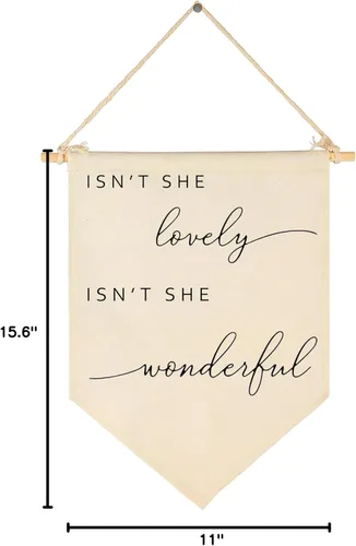 Miniatura 8 de Letrero decorativo de bandera con texto en inglés «Isn't She Lovely-Flag», regalo para niñas, bebés, recién nacidos, banderines de pared, regalo