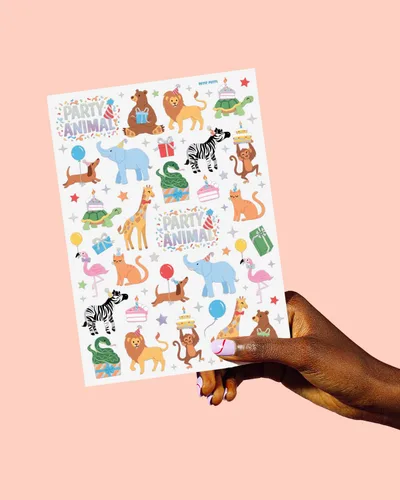 Miniatura 5 de xo, Fetti Tatuajes temporales para fiesta de cumpleaños de animales – 60 estilos de aluminio Decoraciones de cumpleaños de safari, accesorios