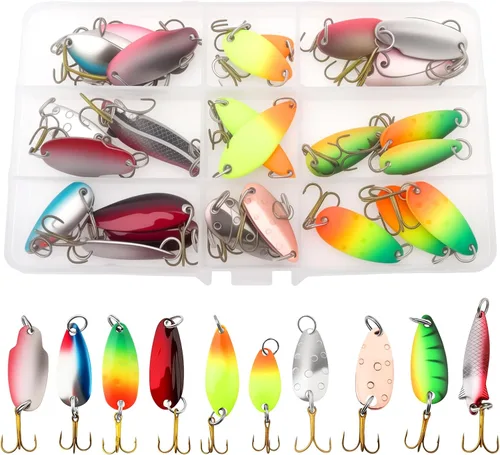 Miniatura 2 de 30 señuelos de pesca coloridos de metal giratorio, cebos de pececillo, cuchara de metal, cebos duros, anzuelos de pesca Crankbait, señuelos