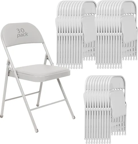 Miniatura 28 de Juego de 4 Sillas Plegables Tapizadas en Negro - Cómodas Sillas Apilables Portátiles para Interior y Exterior, Eventos, Fiestas, Oficina, Boda Negro