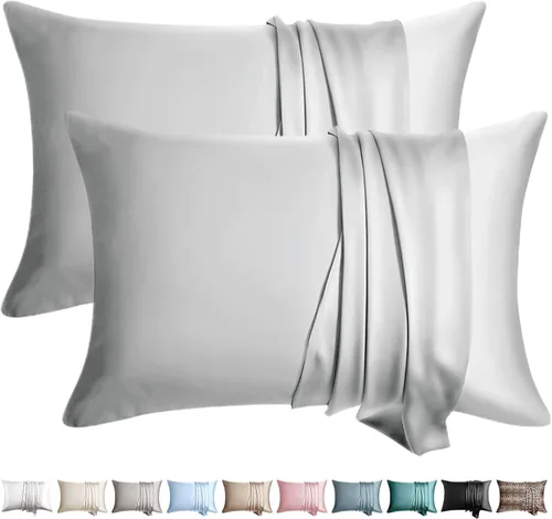 Miniatura 10 de Fundas de almohada de seda 100% 2 unidades, tamaño estándar, seda de morera para cabello y piel, juego de 2, seda de grado superior 6A, suave, Negro