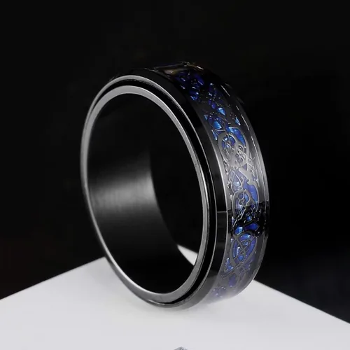 Miniatura 76 de King Will Anillo giratorio de acero inoxidable 316L para hombres y mujeres, 0.315 in de dragón/nudo celta, anillo para ansiedad para aliviar