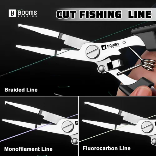 Miniatura 3 de Booms Fishing H01 Small Fishing Pliers Scissors Braid Cutters Stainless Steel Fishing Tools Split Ring Pliers Hook Remover