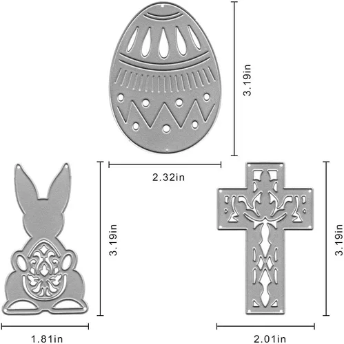Miniatura 2 de Hying Troqueles de corte de marco de conejo de Pascua para hacer tarjetas, troqueles de cruz de simetría hueca, plantillas de troqueles de huevos