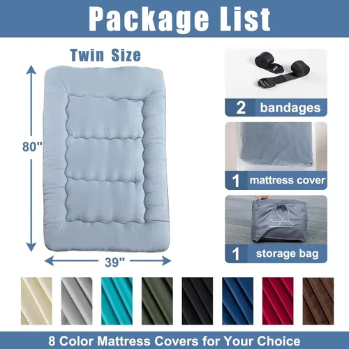 Miniatura 2 de Natsukage Colchón de suelo grueso para dormir, colchón futón para adultos, colchón plegable, cama de invitados, colchón de campamento