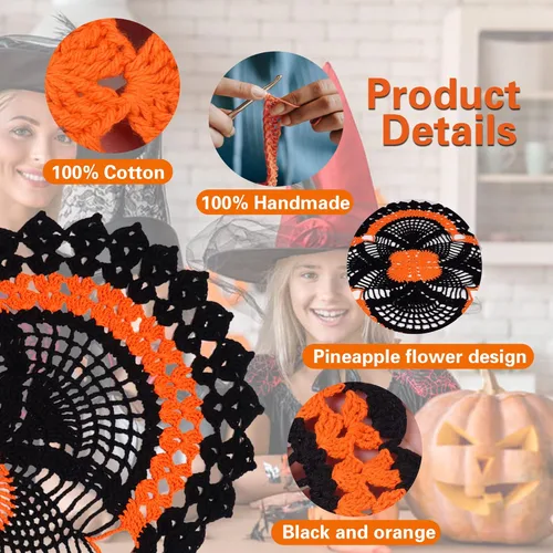 Miniatura 4 de Una pieza de 20 x 17 pulgadas, diseño de piña de Halloween, para tocadores y mesas auxiliares, manualidades, manteles individuales desechables