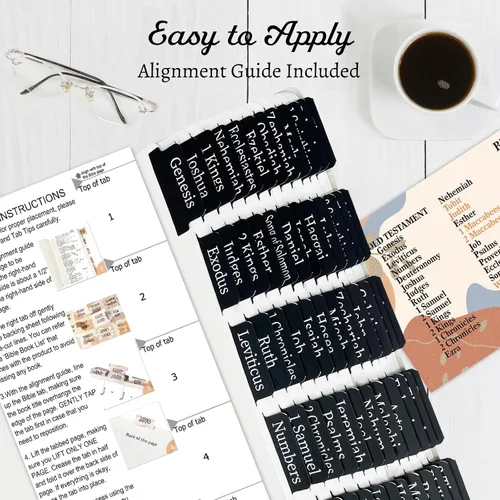 Miniatura 3 de Pestañas negras de la Biblia para mujeres/hombres/niños, 100 pestañas laminadas de la Biblia católica, Antiguo y Nuevo Testamento, pestañas