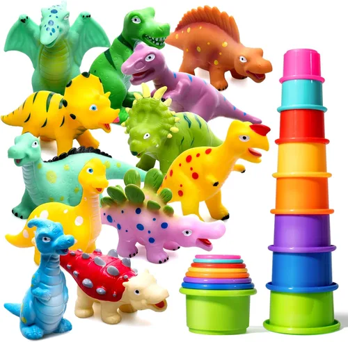 Miniatura 11 de Hely Cancy Juguetes de baño de dinosaurio para niños pequeños, sin agujeros, bañera de bebé, ducha, agua, piscina, juguetes
