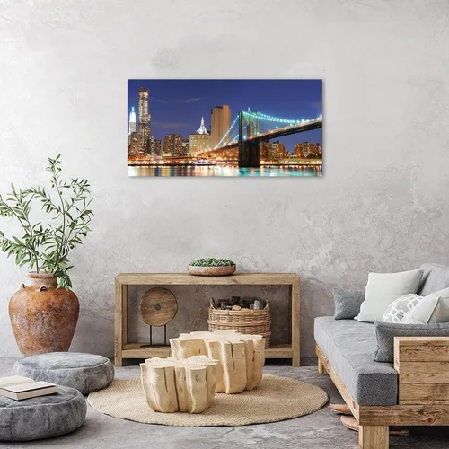 Miniatura 3 de Arte de pared de la ciudad de Nueva York, noche azul, puente de Brooklyn, horizonte, decoración de pared, imágenes de paisaje urbano del centro