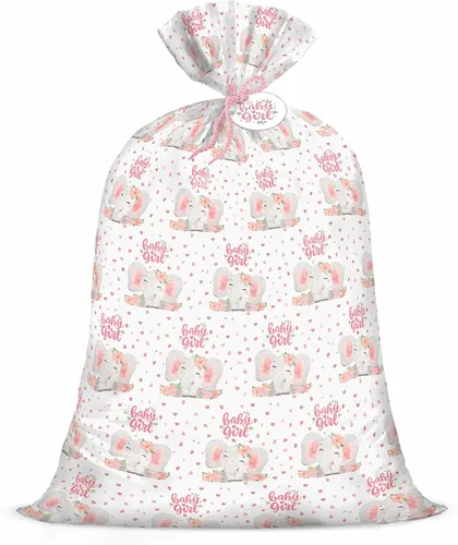 Miniatura 11 de WRAPAHOLIC Bolsa de regalo de plástico neutro extra grande de 56 pulgadas para bebé, hojas de eucalipto, bolsa de bicicleta jumbo para regalos