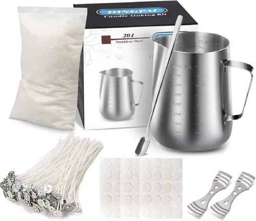 Kit de suministros para hacer velas, herramientas de bricolaje para hacer velas que incluyen olla para derretir cera, adhesivos, soporte de 3