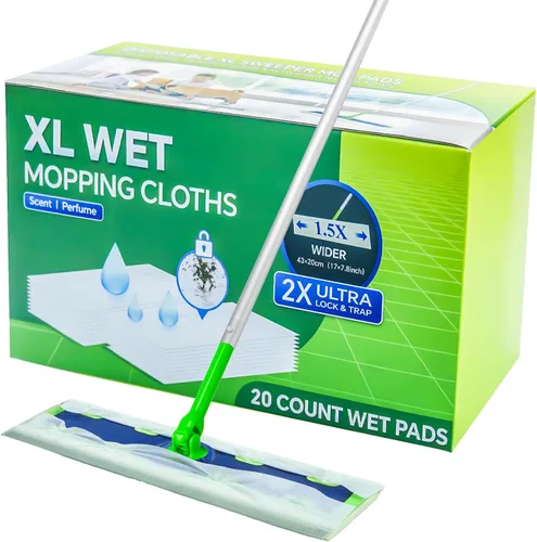20 unidades de paños húmedos XL para Swiffer Sweeper XL Mop - Recambios desechables de almohadillas húmedas extra grandes - Recambios de paños de